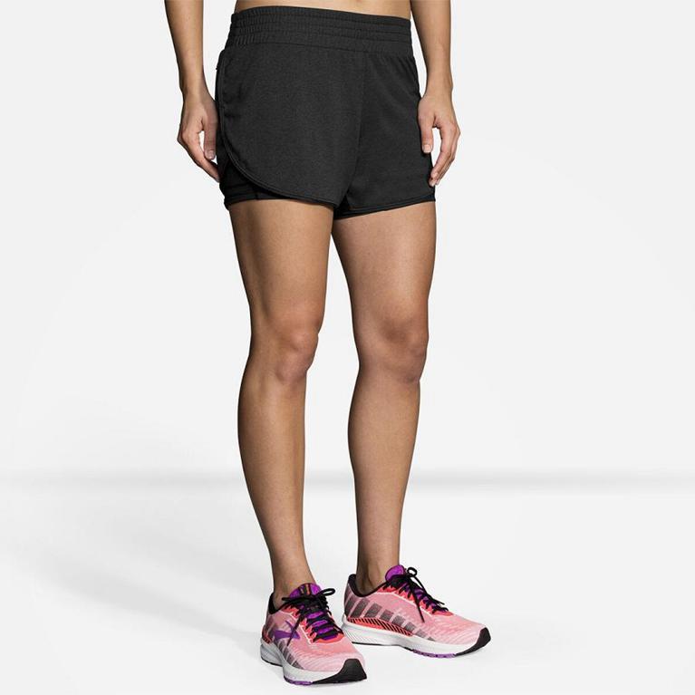 Brooks Rep 3 2-in-1 Women's Running Shorts - Grey (64870-QVFR)